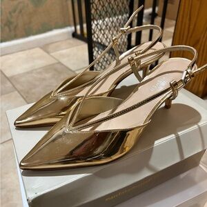 Marc Fisher Metallic Gold Pointed Heels